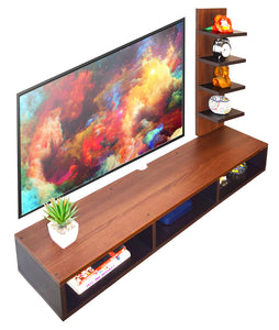 Ripplewuds Andrew Engineered Wood TV Entertainment Unit/Wall Set Top Box Shelf Stand/TV Cabinet for Wall/Set Top Box Holder for Home/Living Room Ideal for TV Upto 43" (Walnut and Wenge)