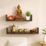 Ripplewuds August Engineered Wood Wall Display Rack/Wall Decor Shelf - Wall Mount - Pack of 2 Shelves