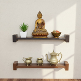 Ripplewuds Lofty Engineered Wood Wall Display Rack/Wall Decor Shelf - Wall Mount - Pack of 2