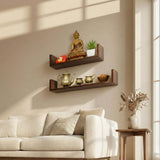 Ripplewuds August Engineered Wood Wall Display Rack/Wall Decor Shelf - Wall Mount - Pack of 2 Shelves