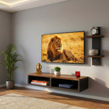 Ripplewuds Andrew Engineered Wood TV Entertainment Unit/Wall Set Top Box Shelf Stand/TV Cabinet for Wall/Set Top Box Holder for Home/Living Room Ideal for TV Upto 32" (Walnut and Wenge)