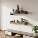 Ripplewuds Lofty Engineered Wood Wall Display Rack/Wall Decor Shelf - Wall Mount - Pack of 2