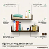 Ripplewuds Multi-Purpose August Bathroom Shelf - Wall Mount - Pack of 2