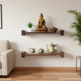 Ripplewuds Lofty Engineered Wood Wall Display Rack/Wall Decor Shelf - Wall Mount - Pack of 2