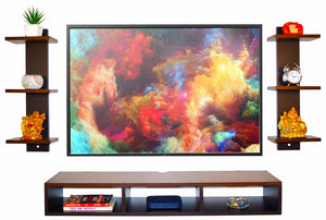 Ripplewuds Andrew Engineered Wood TV Entertainment Unit/Wall Set Top Box Shelf Stand/TV Cabinet for Wall/Set Top Box Holder for Home/Living Room Ideal for TV Upto 50" (Walnut and Wenge)