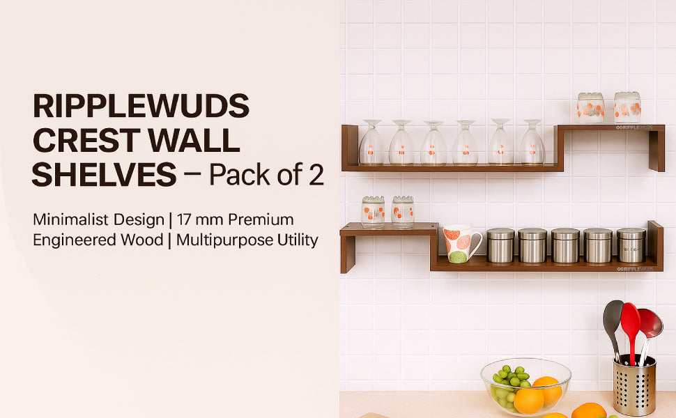 Ripplewuds Kitchen Crest Wall Shelves - Pack of 2 Infographic 1