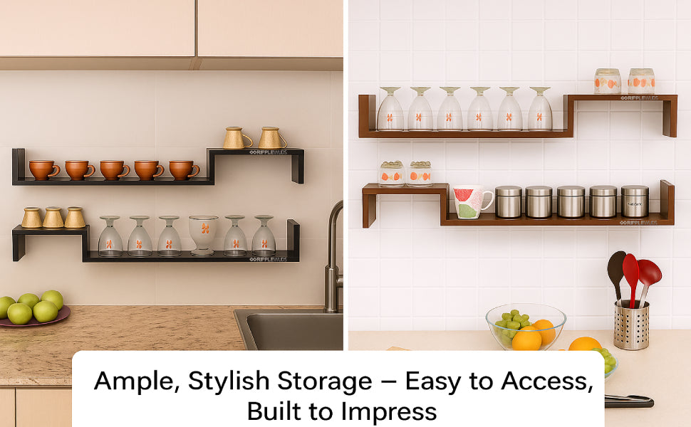 Ripplewuds Kitchen Crest Wall Shelves - Pack of 2 Infographic 2