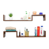 Ripplewuds Multi-Purpose Crest Bathroom Shelf - Wall Mount - Pack of 2 (Walnut)