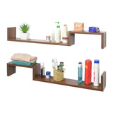 Ripplewuds Multi-Purpose Crest Bathroom Shelf - Wall Mount - Pack of 2 (Walnut)